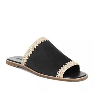 NEW VINCE Womens Navy Woven Padmore Square Toe Slip On Suede Slide Size 7